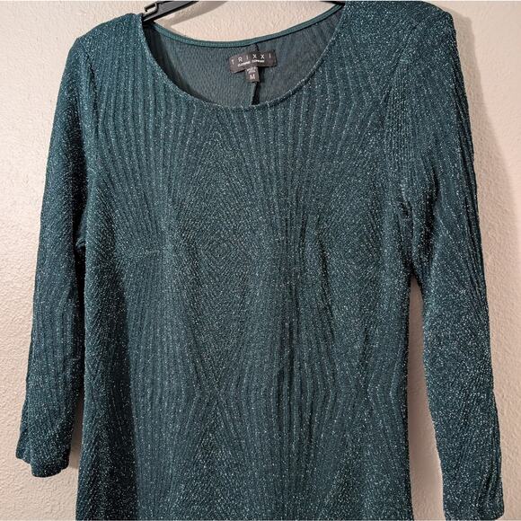 Trixxi Green Glitter Long Sleeve Dress Mini Dress - Picture 3 of 6